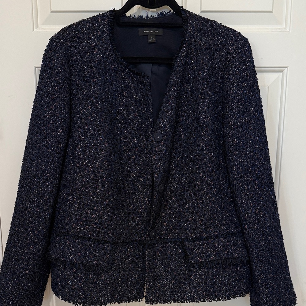 Ann Taylor Midnight Blue Textured Blazer